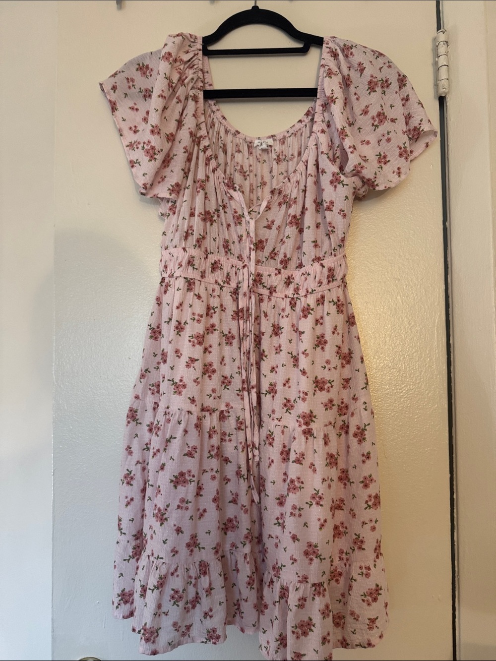 Pink Floral Tiered Summer Dress